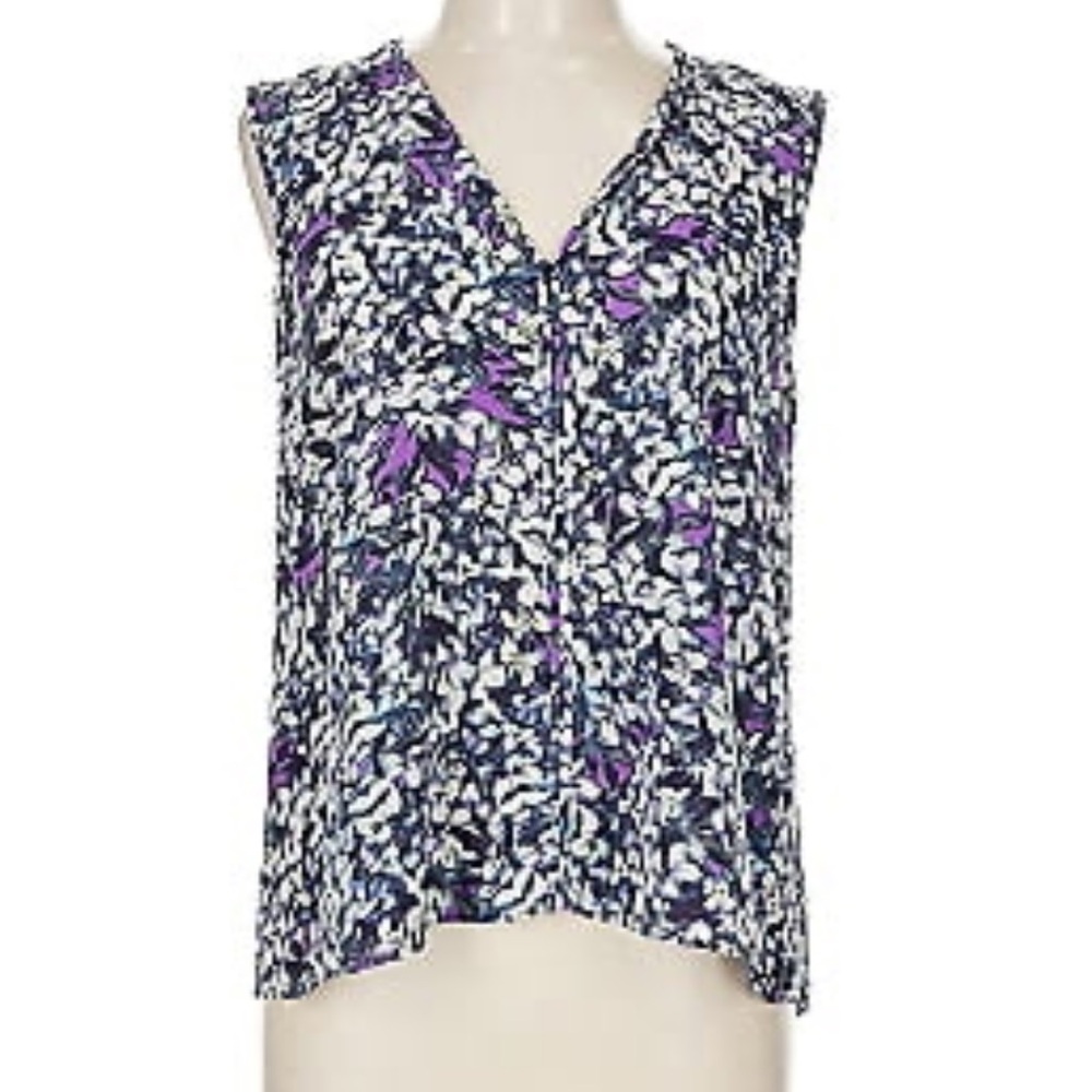 Rebecca Taylor Silk Floral Flowy Sleeveless Top - Purple, Blue and White, NWOT
